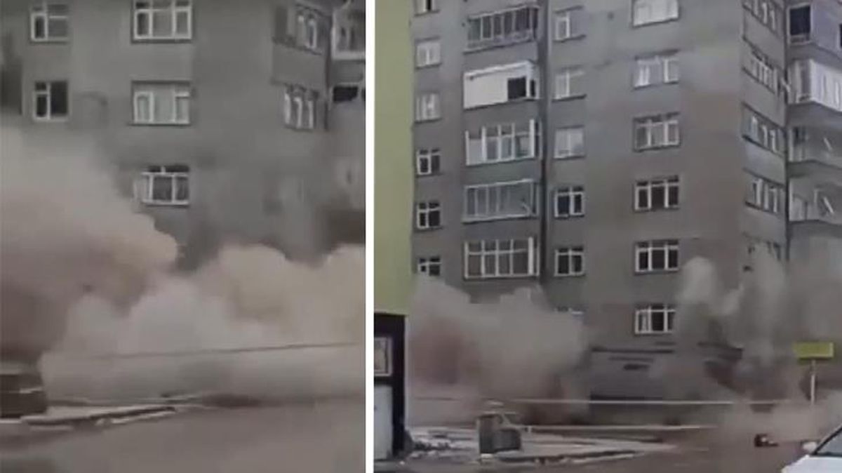 İlk depremde hasar gören bina 7.6'ya dayanamadı! Bir anda yerle bir oldu
