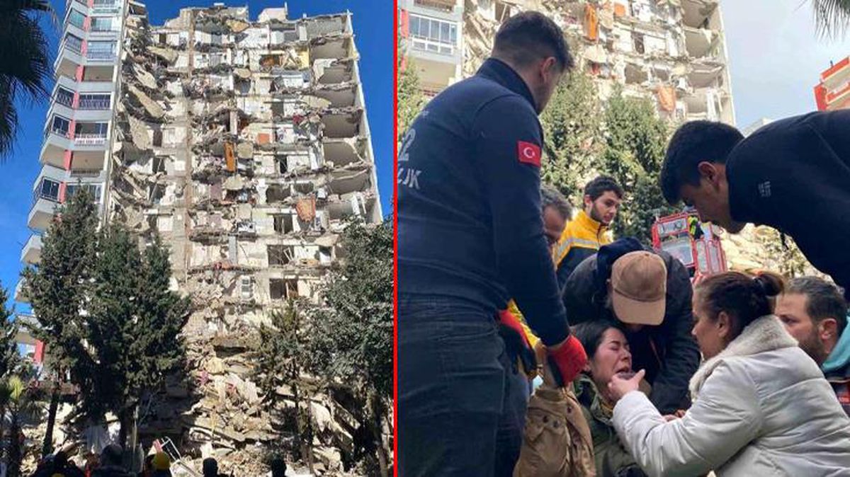 Yeni deprem 12 katlı binayı yıktı, yan blokta mahsur kalanlar kurtarılıyor