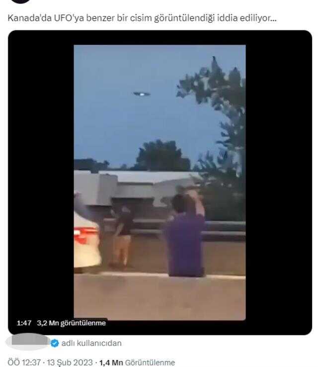 Videonun Kanada'da UFO'ya benzer bir cisme ait olduğu iddiası