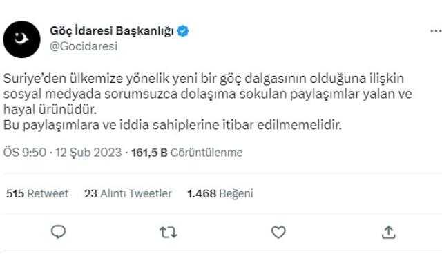 Deprem nedeniyle yüzbinlerce sığınmacının Türkiye'ye geleceği iddiası yanlış