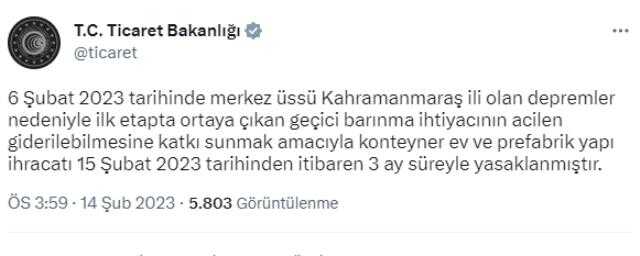 Konteyner ev ve prefabrik yapı ihracatı 3 ay yasaklandı