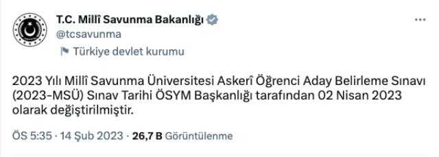 MSÜ sınavı ne zaman ertelendi? Milli Savunma Üniversite sınavı ertelendi mi? MSÜ sınavı ne zaman yapılacak?