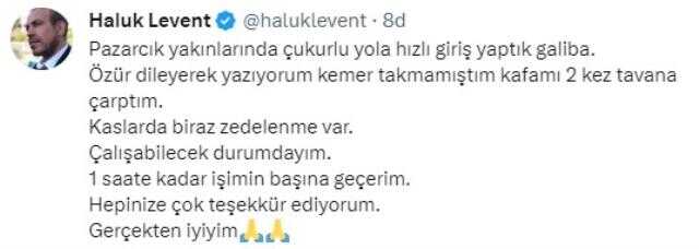 Trafik kazası geçiren Haluk Levent'ten ilk sözler: Kemer takmadığım için kafamı vurdum, kaslarda zedelenme var