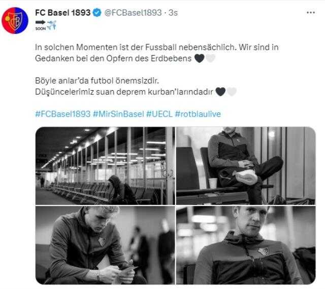 Avrupa maçı için Trabzon'a gelen Basel'den duygusal paylaşım: Böyle anlarda futbol ikinci plandadır Avrupa maçı için Trabzon'a gelen Basel'den duygusal paylaşım: Böyle anlarda futbol ikinci plandadır