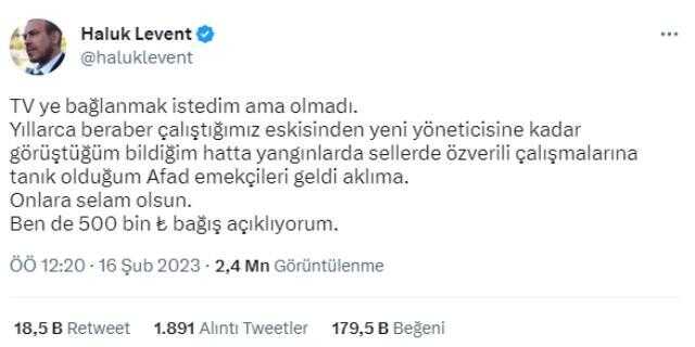 Haluk Levent bağış yaptı mı? Türkiye Tek Yürek kampanyasında Haluk Levent kaç TL bağış yaptı?