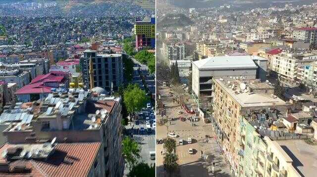 Kahramanmaraş'ın deprem öncesi ve sonrası görüntüleri yıkımın boyutunu gözler önüne serdi