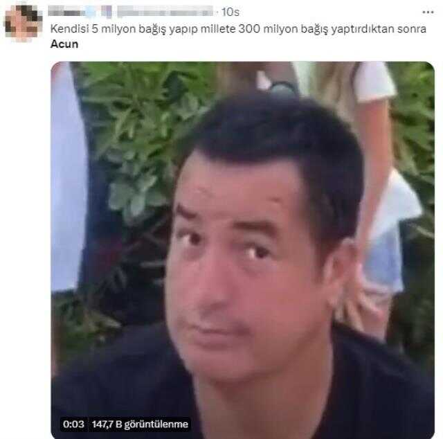 Türkiye Tek Yürek kampanyasında gelen bağışları katlayan Acun Ilıcalı, Twitter'da gündem oldu