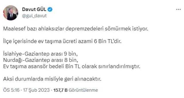Gaziantep Valisi'nden nakliyecilere tepki