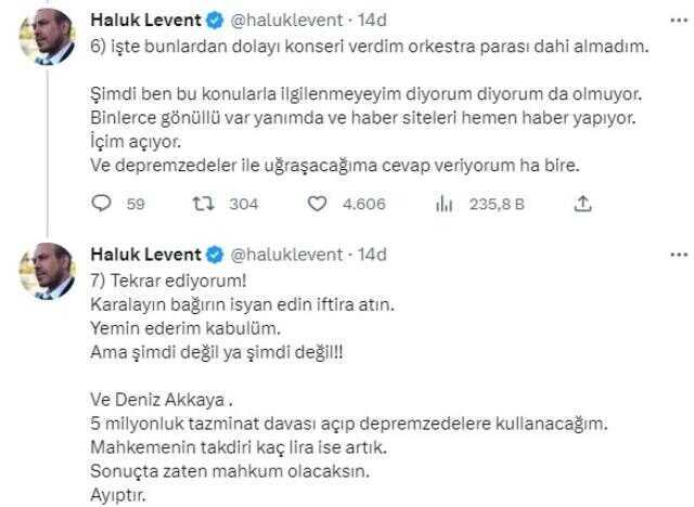 Haluk Levent'ten kendisini hedef alan Deniz Akkaya'ya zehir zemberek sözler: 5 milyonluk dava açacağım