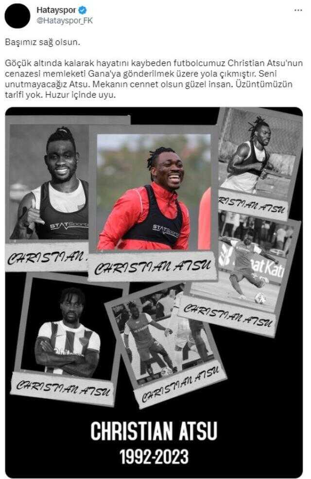 Acı haberi menajeri verdi! Enkaz altındaki Hataysporlu futbolcu Atsu hayatını kaybetti