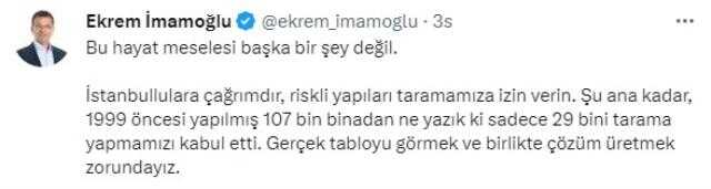 Herkes olası İstanbul depremi için endişelenirken, İmamoğlu'ndan sitem dolu bir paylaşım geldi Herkes olası İstanbul depremi için endişelenirken, İmamoğlu'ndan sitem dolu bir paylaşım geldi