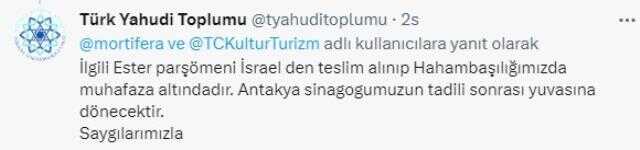 Kültür ve Turizm Bakanlığından tarihi Ester parşömenine ilişkin açıklama