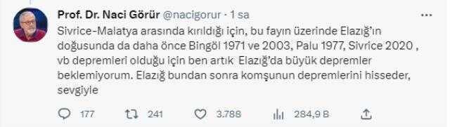 Bölge beşik gibi sallanıyordu! Rahatlatan açıklamayı Naci görür yaptı: Elazığ'da büyük depremler beklemiyorum