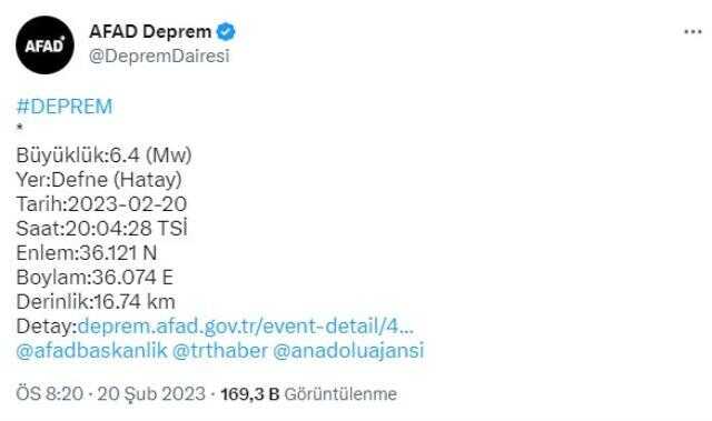 Hatay depremi ne kadar, kaç saniye sürdü? Hatay Samandağ depremi kaç saniye sürdü? Hatay Defne depremi şiddeti ne?