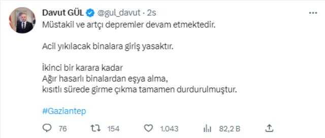 Devam edem depremler sonrasında Gaziantep'te kritik bir karar alındı: Ağır hasarlı binalardan eşya alımı durduruldu