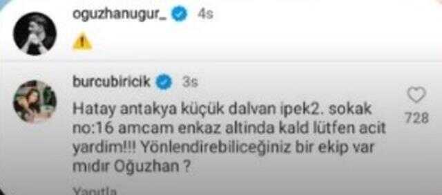 Hatay'da depremlerde amcası enkaz altında kalan oyuncu Burcu Biricik, yardım çağrısında bulundu