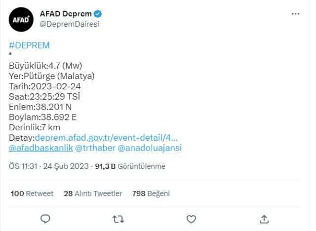 Malatya'da deprem mi oldu? Dün gelece Malatya'da deprem mi oldu? Malatya'da kaç büyüklüğünde deprem oldu?