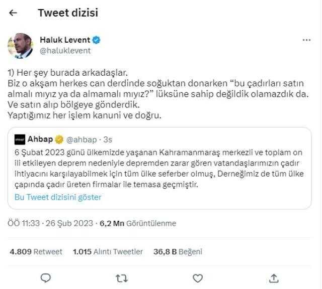 Kızılay'ın Ahbap'a çadır satmasına ünlü isimlerden tepki geldi