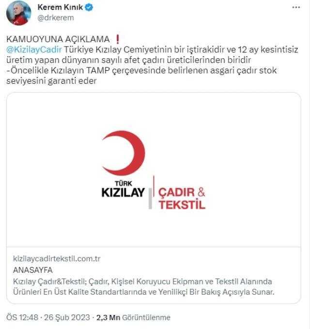 Kızılay'ın Ahbap'a çadır satmasına ünlü isimlerden tepki geldi