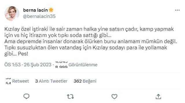 Kızılay'ın Ahbap'a çadır satmasına ünlü isimlerden tepki geldi