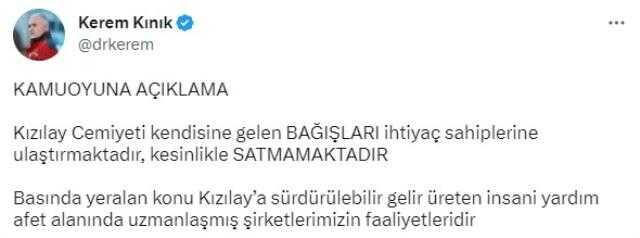 Kerem Kınık iddialara ilişkin çok net konuştu: Bağışlar doğrudan vatandaşlarımıza ücretsiz ulaştırılmaktadır Kerem Kınık iddialara ilişkin çok net konuştu: Bağışlar doğrudan vatandaşlarımıza ücretsiz ulaştırılmaktadır