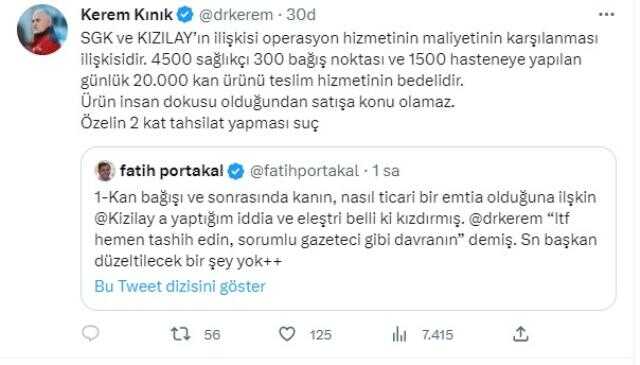Kızılay'ın SGK'ya kan sattığı iddialarını Kerem Kınık böyle yanıtladı: Satış değil, teslim hizmet bedeli