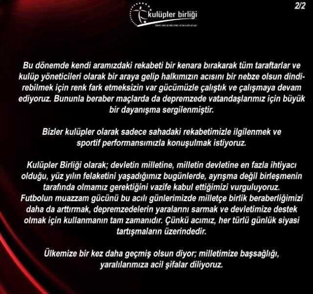 'Siyasi tartışmaların parçası değiliz' açıklamasını Beşiktaş, F.Bahçe ve G.Saray da paylaştı