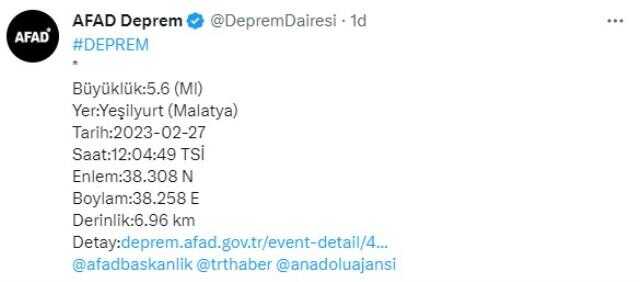 Son Dakika! Malatya'da 5.6 büyüklüğünde deprem meydana geldi
