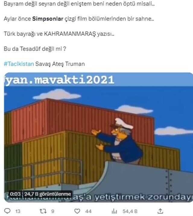 Simpsonlar'ın Kahramanmaraş depremini bildiği iddiası Simpsonlar'ın Kahramanmaraş depremini bildiği iddiası