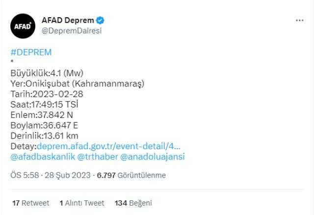 Son Dakika: Kahramanmaraş'ta 10 dakika arayla iki deprem! 4.5 ve 4.1'le sallandı