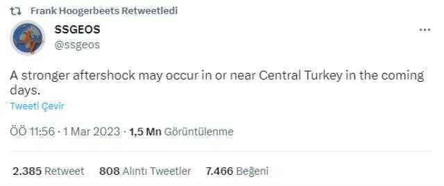 2 Mart deprem bekleniyor mu? İstanbul, Ankara, Kahramanmaraş deprem bekleniyor mu? Bugün deprem bekleniyor mu?