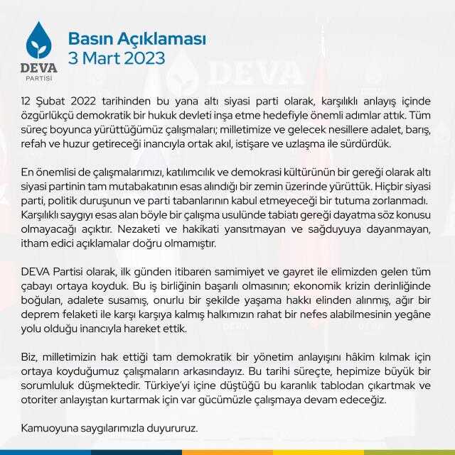Akşener'in restini nasıl karşıladılar? Masadaki diğer partiler liderlerden peş peşe açıklamalar