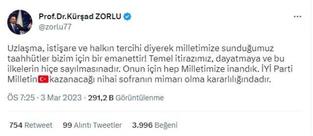 Kılıçdaroğlu'nun Akşener'e yönelik ifadelerine İYİ Parti'den yanıt: Milletin kazanacağı nihai sofranın mimarı olma kararlılığındayız