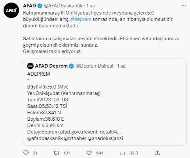 Son Dakika! Kahramanmaraş'ta deprem mi oldu? Kahramanmaraş'ta deprem oldu mu? Kaç büyüklüğünde deprem oldu? Son Dakika! Kahramanmaraş'ta deprem mi oldu? Kahramanmaraş'ta deprem oldu mu? Kaç büyüklüğünde deprem oldu?