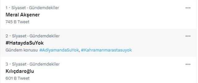 Ne 6'lı Masa ne de Akşener! 'Hatayda su yok' hashtag'i Twitter'da Türkiye'nin gündemine oturdu