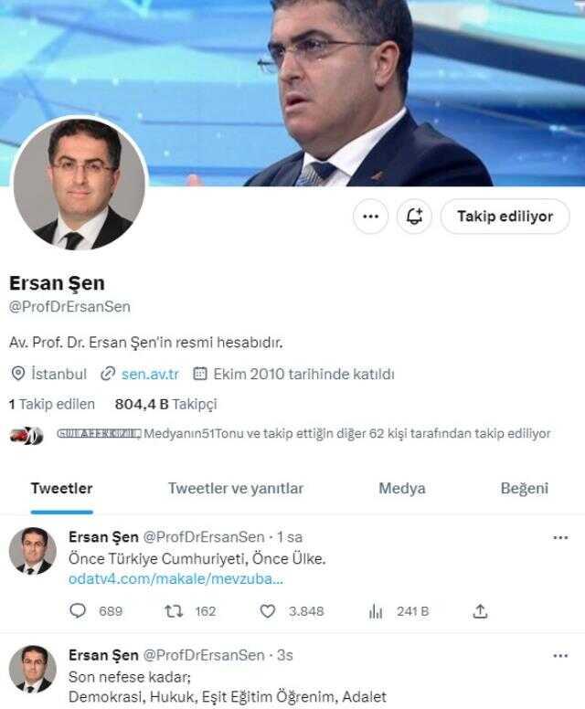 Ersan Şen'a ait olduğu iddia edilen Twitter hesabı sahte çıktı Ersan Şen'a ait olduğu iddia edilen Twitter hesabı sahte çıktı