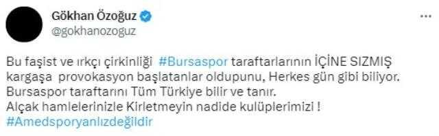Ünlü şarkıcı Gökhan Özoğuz, olaylı Amedspor maçından sonra Bursaspor taraftarına sahip çıktı Ünlü şarkıcı Gökhan Özoğuz, olaylı Amedspor maçından sonra Bursaspor taraftarına sahip çıktı