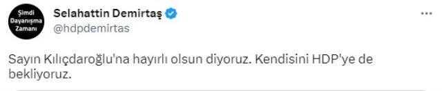 Kılıçdaroğlu'nun adaylığı ilan edildi, bir çağrı da Demirtaş'tan geldi: HDP'ye de bekliyoruz Kılıçdaroğlu'nun adaylığı ilan edildi, bir çağrı da Demirtaş'tan geldi: HDP'ye de bekliyoruz