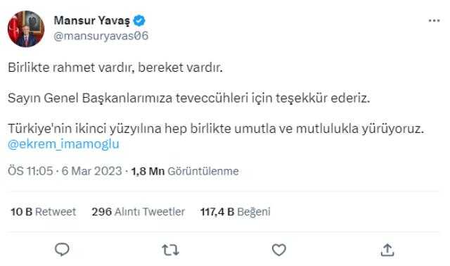 Mansur Yavaş ve Ekrem İmamoğlu'ndan Kılıçdaroğlu'nun adaylığı sonrası ilk açıklama Mansur Yavaş ve Ekrem İmamoğlu'ndan Kılıçdaroğlu'nun adaylığı sonrası ilk açıklama