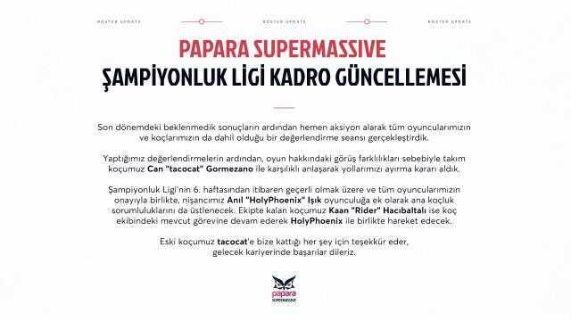 SuperMassive, League of Legends koç ekibi hakkında duyuru yayınladı