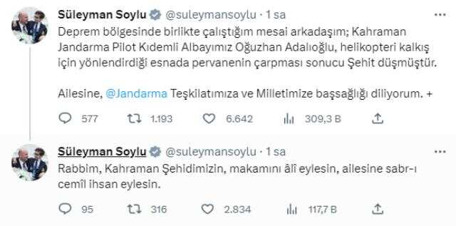 Jandarma Pilot Kıdemli Albay Oğuzhan Adalıoğlu helikopteri yönlendirirken kanat çarpması sonucu şehit oldu
