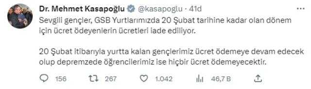 Bakan Mehmet Muharrem Kasapoğlu, yurt ücretlerinin iade edileceğini duyurdu Bakan Mehmet Muharrem Kasapoğlu, yurt ücretlerinin iade edileceğini duyurdu