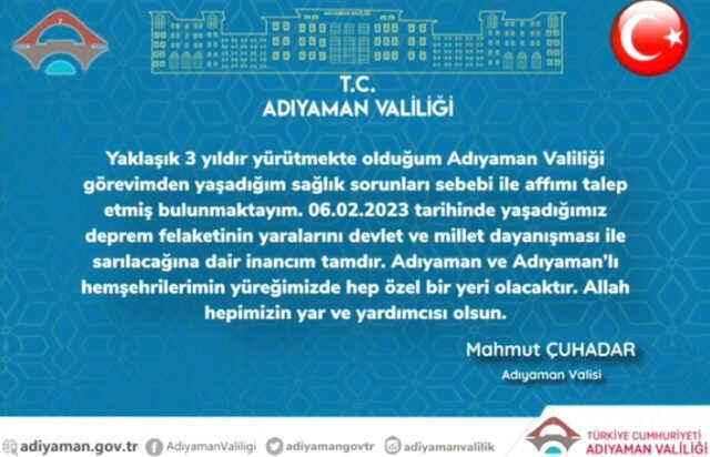 Adıyaman Valisi neden istifa etti? Adıyaman Valisi kimdir?