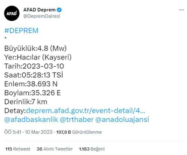 Kayseri'de yıkılan yer, bina var mı? Kayseri depremden etkilendi mi? Kayseri deprem ölü, yaralı var mı?