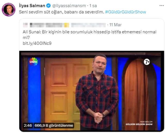 İlyas Salman'dan deprem yorumuyla gündem olan Ali Sunal'a destek: Seni sevdim süt oğlan, babanı da severdim