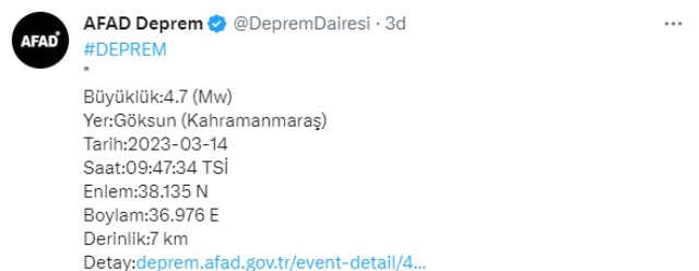 Son Dakika! Kahramanmaraş'ta 4.7 büyüklüğünde bir deprem meydana geldi