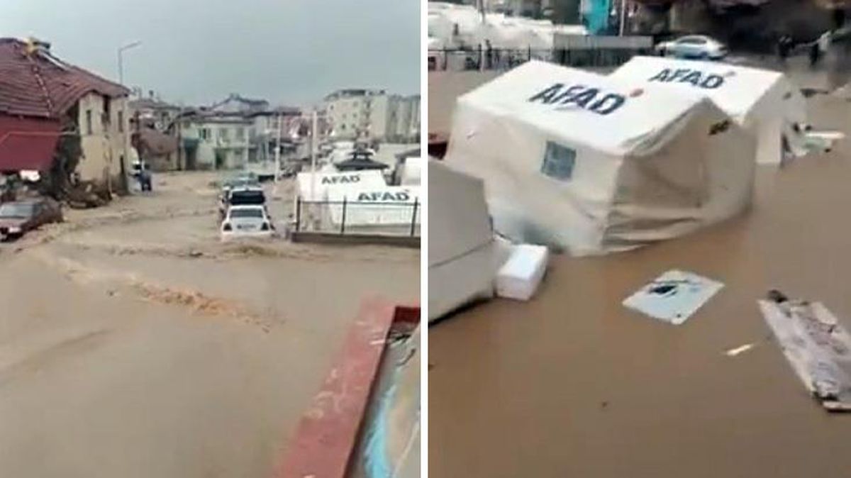 Malatya'da sağanak sele dönüştü! Depremzedelerin kaldığı çadırları su bastı