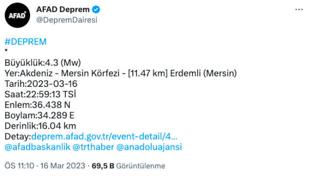 Mersin Tarsus kaç şiddetinde deprem oldu? SON DAKİKA! Mersin Silifke deprem şiddeti ne? Mersin kaç büyüklüğünde deprem oldu?