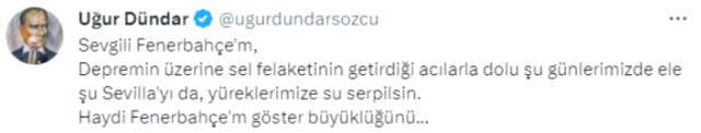 Uğur Dündar'dan Sevilla maçı öncesi Fenerbahçe camiasına çağrı: Göster büyüklüğünü