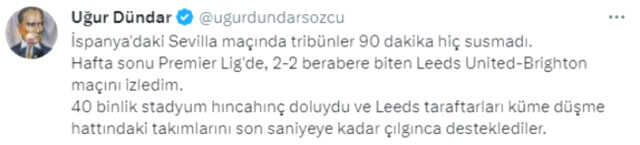 Uğur Dündar'dan Sevilla maçı öncesi Fenerbahçe camiasına çağrı: Göster büyüklüğünü